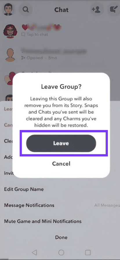 select the leave group option