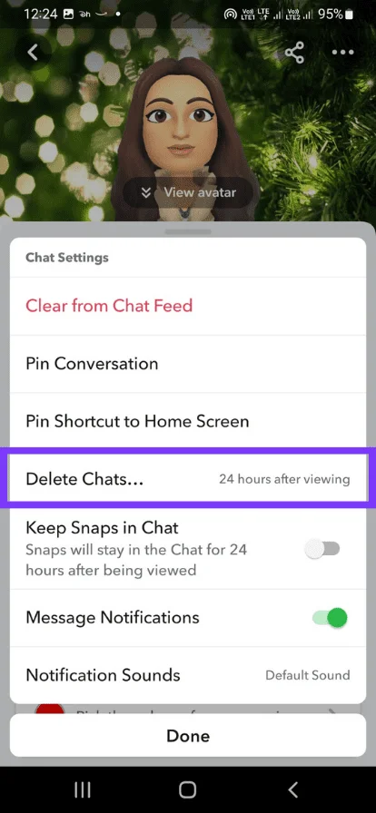 Tap on the delete chats option from the menu.