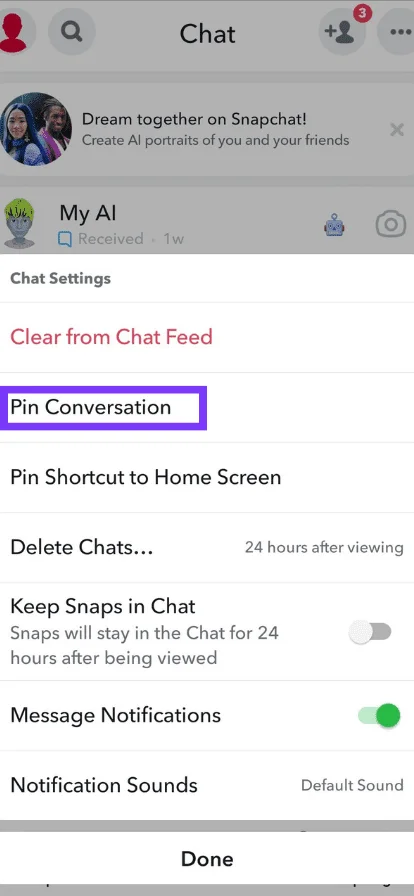 Select pin conversation