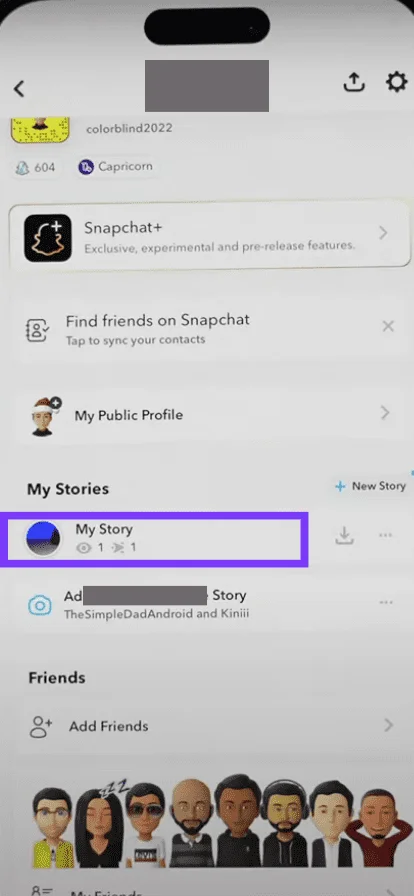 You will find the My Story section; go and tap on it